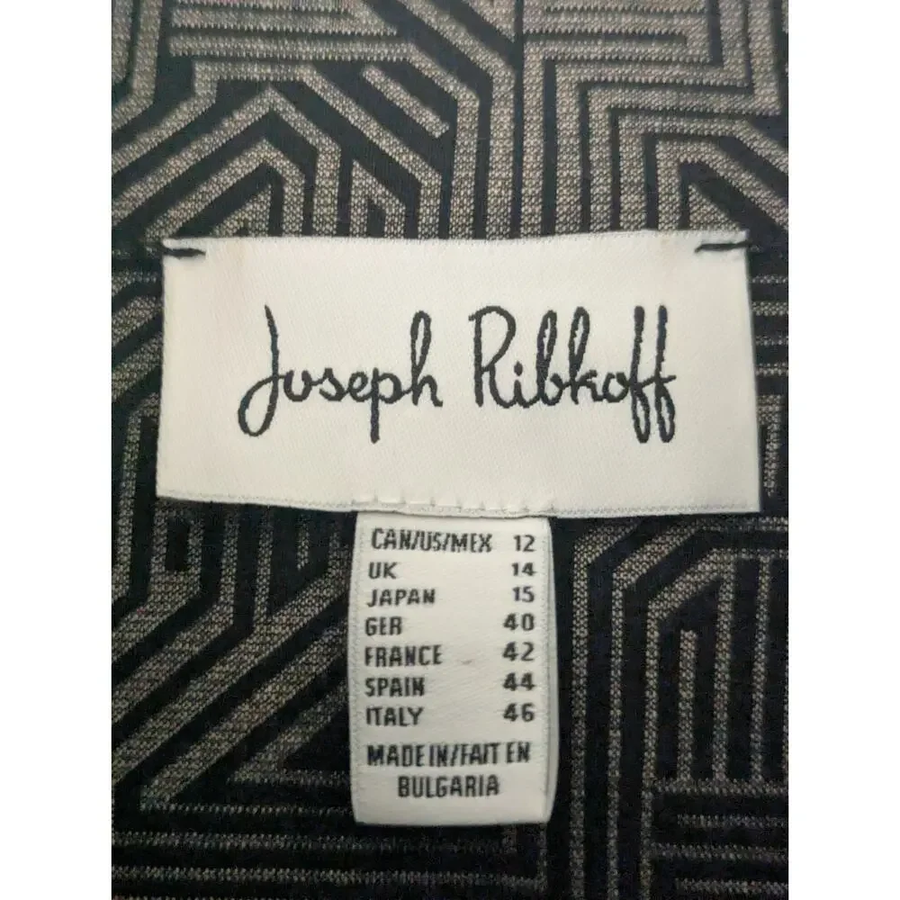 JOSEPH RIBKOFF Stand Up Collar Combo Sleeve Art To Wear Jacket 12 Big Buttons